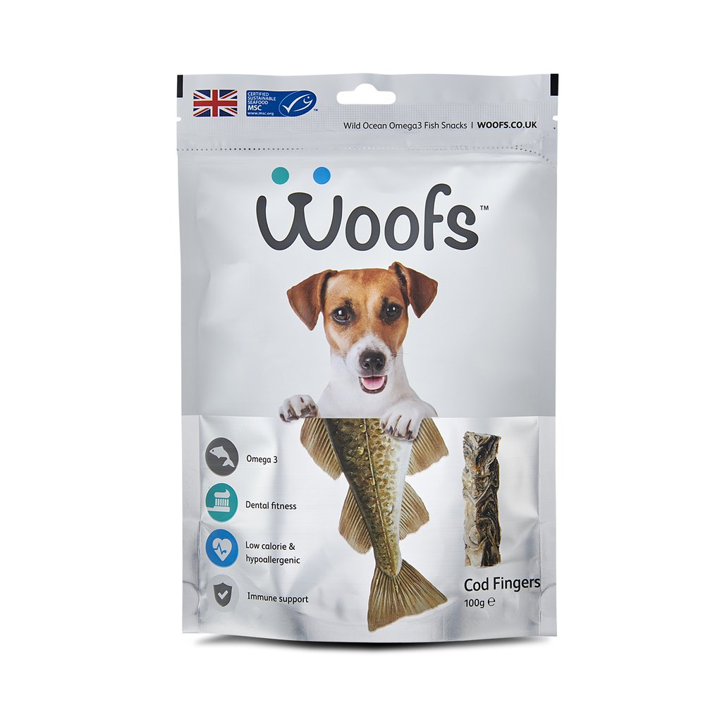Free Pack Woofs Cod Fingers dog treats