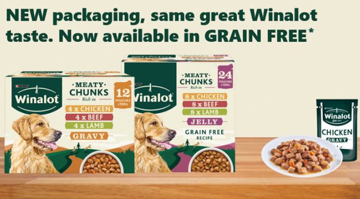 Grain free Winalot dog food pack